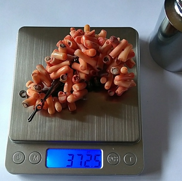 VINTAGE 372CTW! 925 Genuine Coral Branch Necklace - Picture 8 of 8